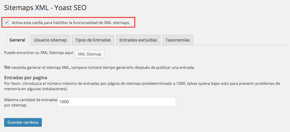 Crear un sitemap en WordPress Activar Sitemap